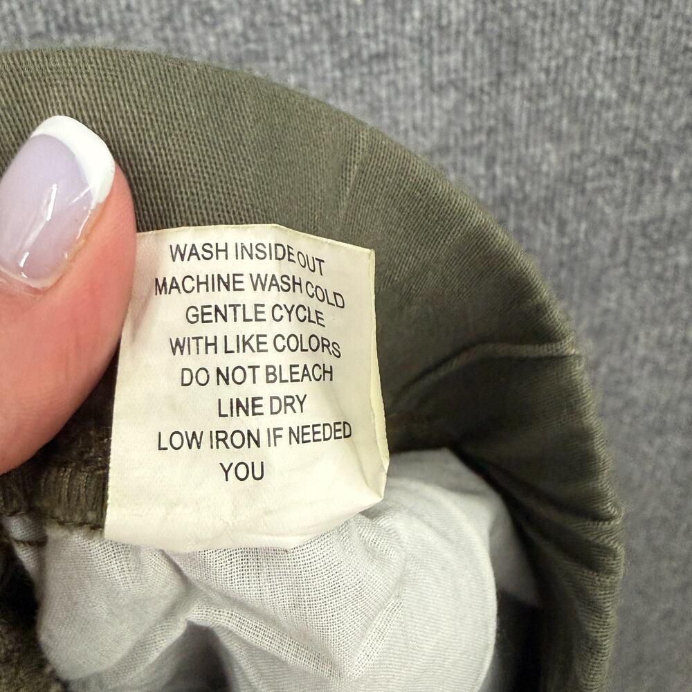 American Bazi Womens Pull On Skinny Pants Size XL Olive Green Distressed Militar - Picture 12 of 12